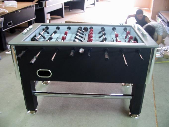 Standard Soccer Game Table PVC Lamination With Leather Top Rail Steel Leg