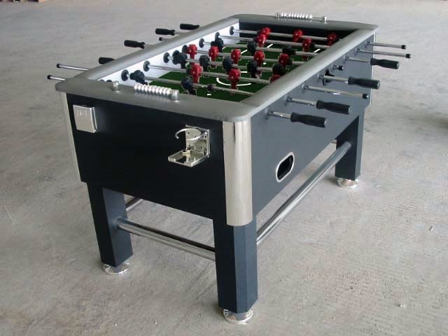 Standard Soccer Game Table PVC Lamination With Leather Top Rail Steel Leg