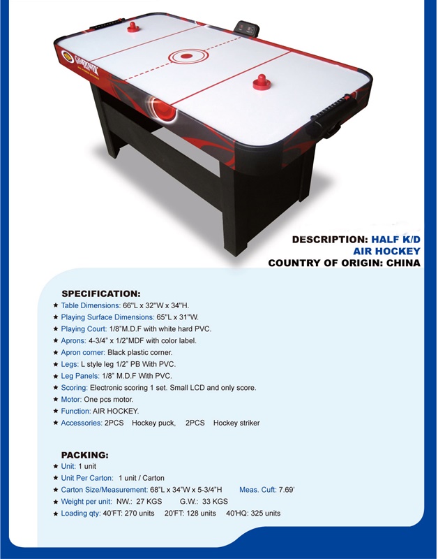 Interactive 5FT Air Hockey Game Table Color Graphics Design With Powerful Motor