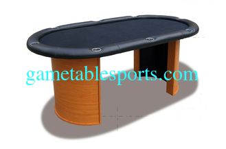China Arc Style 7FT Poker Game Table Black Top With Plywood Leg / Leather Edging supplier