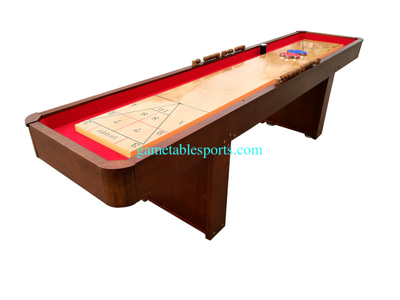 Promotional 9 FT Shuffleboard Game Table MDF With Wood Slide Scoring