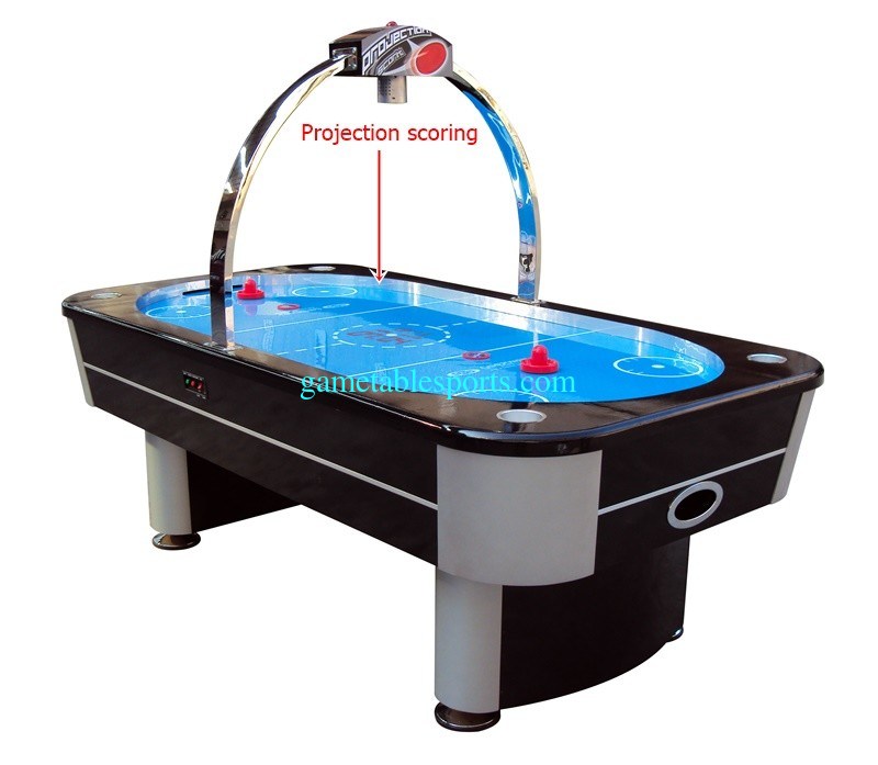 8FT Air Hockey Game Table Electronic Projection Scoring With Oval Blue