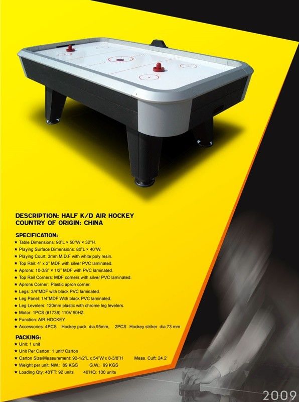 White Ice Air Hockey Table , Wood MDF 7FT Air Hockey Table With High Velocity Motor