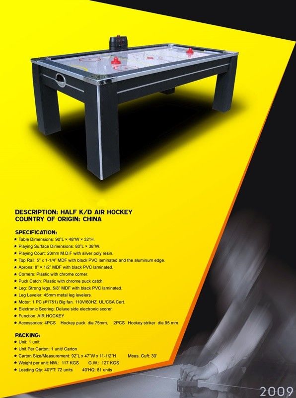 90 Inches Professional Air Hockey Table , Electronic Scoring Ice Hockey Game Table