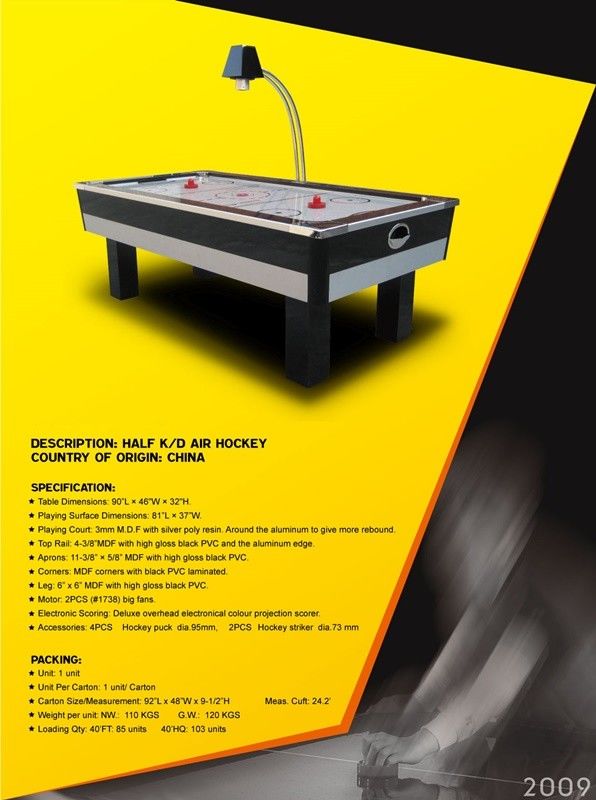 New Style Air Hockey Game Table Chromed Metal Corner With Projection Scorer