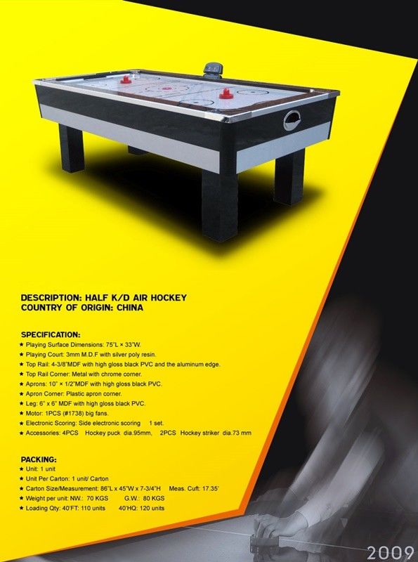 New Style Air Hockey Game Table Chromed Metal Corner With Projection Scorer
