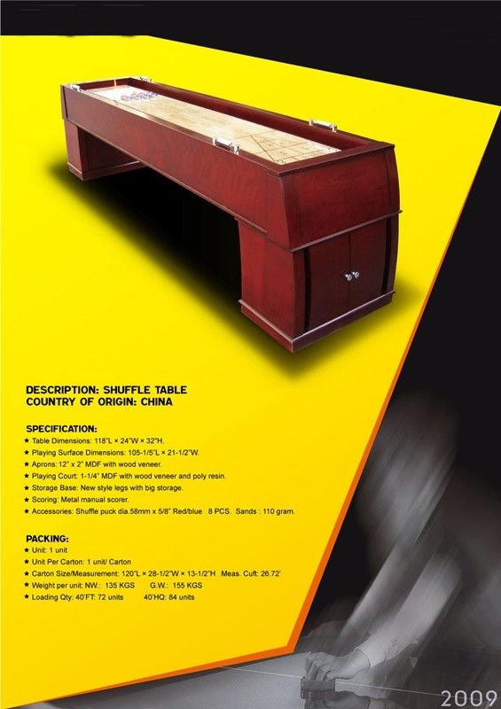 Luxury 10 FT Shuffleboard Game Table Furniture Style With Wood Veneer Poly Coating