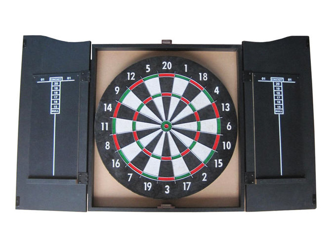 Professional 18 Inches Bristle Dartboard , MDF Wooden Dartboard Cabinet Set