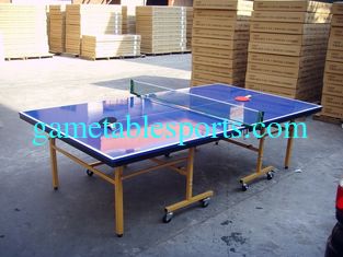 China Indoor Outdoor Table Tennis Table , Blue Folding Ping Pong Table For Competition supplier