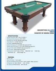 Fashionable 7.5FT Billiards Game Table Contemporary Pool Tables MDF With PVC Lamination supplier